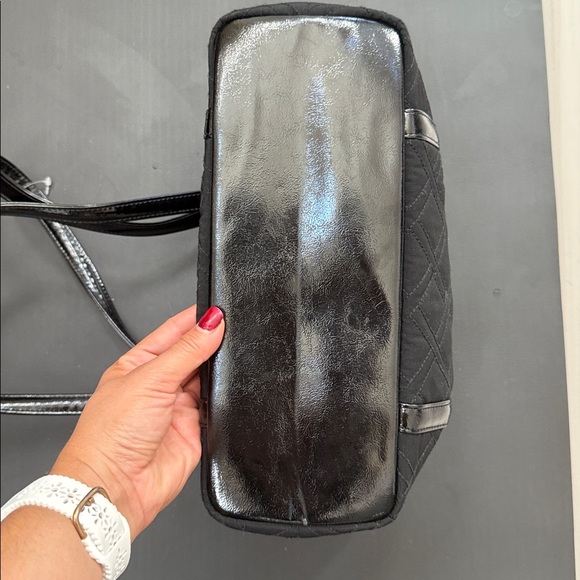 Vera Bradley Tote Bag Quilted Pattern Double Handles Black - Picture 7 of 7